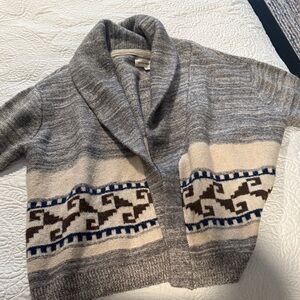 Lucky Brand Gray and Cream Knit Cardigan